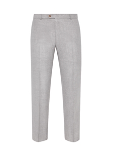 Light Grey Twill Wool Silk Flat Front Trouser | Hickey Freeman Summer Blends Collection | Sam's Tailoring