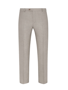 Tan Twill Wool Silk Flat Front Trouser | Hickey Freeman Summer Blends Collection | Sam's Tailoring