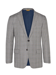 Grey Plaid Super 130's Wool Traveler Jacket| Hickey Freeman Traveler Collection | Sam's Tailoring