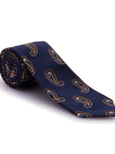 Navy With Light Gold Sudbury Jacquard Best of Class Tie | Spring/Summer Collection | Sam's Tailoring Fine Men Clothing