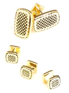 Gold Rectangular Honey Comb LCS100-02 - Robert Talbott Cufflinks | Sam's Tailoring Fine Men's Clothing