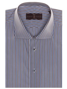 Brown, White and Blue Stripe Estate Tailored Dress Shirt | Robert Talbott Dress Shirt Fall 2017 Collection | Sam's Tailoring Fine Men Clothing