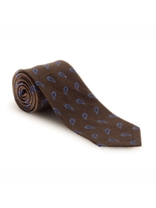 Brown, Blue & White Dyed Overprint Seven Fold Tie | Seven Fold Fall Ties Collection | Sam's Tailoring Fine Men Clothing