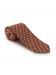 Orange, Grey and White Geometric Seven Fold Tie | Seven Fold Fall Ties Collection | Sam's Tailoring Fine Men Clothing