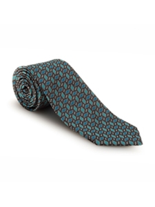 Black and Teal Geometric Lucia Highlands Estate Tie | Robert Talbott Estate Ties Collection | Sam's Tailoring