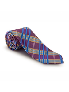 Beet, Blue, Gold and White Plaid Estate Tie | Robert Talbott Estate Ties Collection | Sam's Tailoring