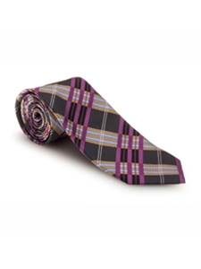 Black, Beet, Gold, White and Sky Plaid Estate Tie | Robert Talbott Estate Ties Collection | Sam's Tailoring