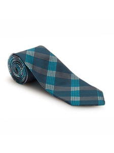 Teal and White Plaid Merina Estate Tie | Robert Talbott Estate Ties Collection | Sam's Tailoring