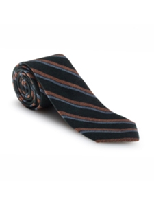 Green, Orange and Sky Stripe Estate Tie | Robert Talbott Estate Ties Collection | Sam's Tailoring