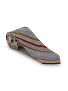 Burgundy, Green and Sky Stripe Seven Fold Tie | 7 Fold Ties Collection | Sam's Tailoring Fine Men Clothing