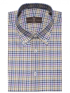 Purple, Gold and White Twill Check Estate Dress Shirt | Robert Talbott Fall Dress Collection | Sam's Tailoring Fine Men Clothing