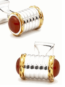 IKE Behar Red Jasper Capped Scroll Cufflinks IB-4-GL - Cufflinks | Sam's Tailoring Fine Men's Clothing