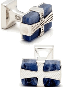 IKE Behar Sodalite Cross Cufflinks IB-25-GL - Cufflinks | Sam's Tailoring Fine Men's Clothing