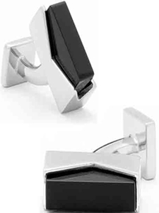 IKE Behar Onyx Brick Cufflinks IB-1-BL - Cufflinks | Sam's Tailoring Fine Men's Clothing