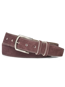 Burgundy White Detail Suede Belt | W.Kleinberg Belts Collection | Sam's Tailoring