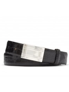 Black Embossed Crocodile With Plaque Buckle Belt | W.Kleinberg Belts Collection | Sam's Tailoring