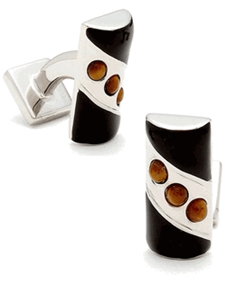 IKE Behar Tiger's Eye Highway Cufflinks IB-2-BL - Cufflinks | Sam's Tailoring Fine Men's Clothing