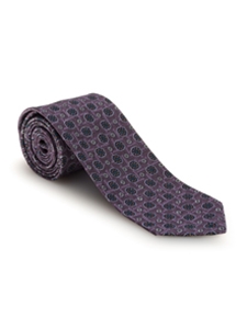 Purple with Medallions Yarnd Dyed Overprint 7 Fold Tie | 7 Fold Ties Collection | Sam's Tailoring Fine Men Clothing