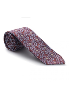 Wine, Sky & Yellow Paisley Sudbury 7 Fold Tie | 7 Fold Ties Collection | Sam's Tailoring Fine Men Clothing