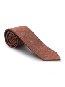 Orange, Sky and White Sudbury Seven Fold Tie | 7 Fold Ties Collection | Sam's Tailoring Fine Men Clothing