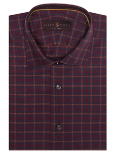 Navy, Red and Orange Plaid Crespi IV Sport Shirt | Robert Talbott Sport Shirts Collection  | Sam's Tailoring Fine Men Clothing