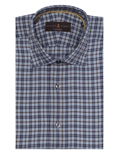Sky, Brown and Navy Twill Plaid Crespi IV Sport Shirt | Robert Talbott Sport Shirts Collection  | Sam's Tailoring Fine Men Clothing