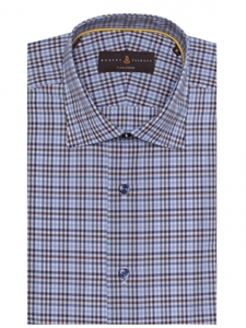 Navy & Brown Plaid Crespi IV Tailored Sport Shirt | Robert Talbott Sport Shirts Collection  | Sam's Tailoring Fine Men Clothing