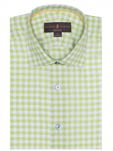 Lime and White Twill Check Crespi IV Tailored Sport Shirt | Robert Talbott Sport Shirts Collection  | Sam's Tailoring Fine Men Clothing