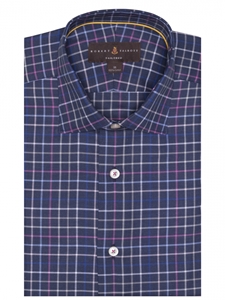 Navy, White & Pink Plaid Crespi IV Tailored Sport Shirt | Robert Talbott Sport Shirts Collection  | Sam's Tailoring Fine Men Clothing
