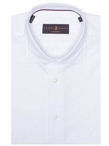 White Solid Tailored Fit Estate Dress Shirt | Robert Talbott Dress Shirts Collection | Sam's Tailoring Fine Men Clothing