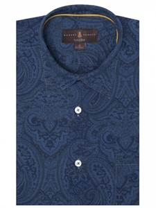 Blue Paisley Over Print Howard Tailored Sport Shirt | Sport Shirts Collection | Sams Tailoring Fine Men Clothing