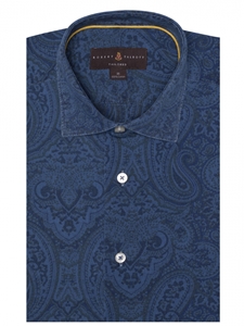 Blue Paisley Over Print Crespi IV Sport Shirt | Sport Shirts Collection | Sams Tailoring Fine Men Clothing