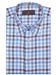 Brown, Blue & White Check Anderson II Sport Shirt | Sport Shirts Collection | Sams Tailoring Fine Men Clothing