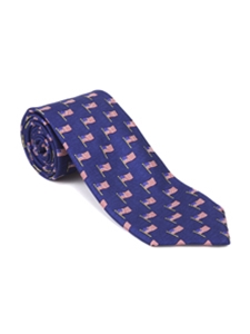 Blue With American Flag RT Print Tie | Robert Talbott Ties | Sam's Tailoring Fine Men Clothing