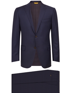 Navy Stipe Side Vents Tashmanian Suit | Hickey Freeman Men's Collection | Sam's Tailoring Fine Men Clothing