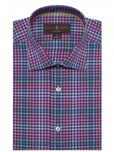 Pink, Orange & Blue Check Crespi IV Tailored Sport Shirt | Sport Shirts Collection | Sams Tailoring Fine Men Clothing