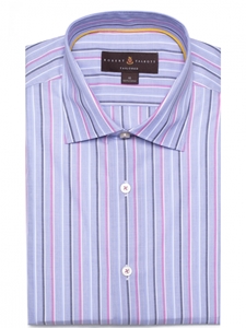 Blue and Pink Stripe Crespi IV Tailored Sport Shirt | Robert Talbott Fall Sport Shirts Collection  | Sam's Tailoring Fine Men Clothing