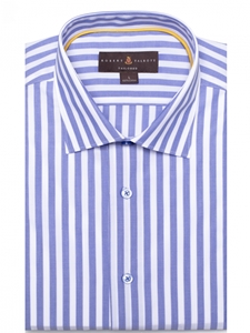 Blue and White Awning Stripe Crespi IV Tailored Sport Shirt | Robert Talbott Fall Sport Shirts Collection  | Sam's Tailoring Fine Men Clothing