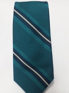 Green, Navy and White Stripe Estate Tie | Estate Ties Collection | Sam's Tailoring Fine Men Clothing