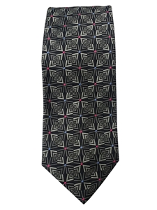 Robert Talbott Black with Square shape Geometric Pattern 7 Fold Sudbury Tie 321123-14|Sam's Tailoring Fine Men's Clothing