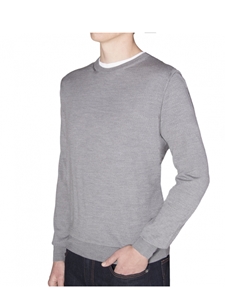 Robert Talbott Grey Crew Neck POWELL WISH 2/60 YARN Sweater LS756-01|Sam's Tailoring Fine Men's Clothing