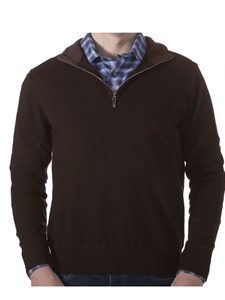 Robert Talbott Brown COOPER-STRETCH 1/4 ZIP JERSEY  LS775-04|Sam's Tailoring Fine Men's Clothing