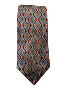 Robert Talbott Red,Blue And Yellow With Wave Pattern 7 Fold Sudbury Tie 321123-34|Sam's Tailoring Fine Men's Clothing