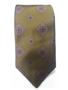 Robert Talbott Moss With Peach Floral Pattern Estate Ambassador Tie 321123-47|Sam's Tailoring Fine Men's Clothing