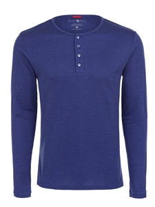 Stone Rose Blue Melange Wrinkle resistant Knit Henley T48221|Sam's Tailoring Fine Men's Clothing