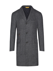 Charcoal Twill Double Faced Half Lined Wool Overcoat | Hickey Freeman OverCoat Collection | Sam's Tailoring Fine Men Clothing