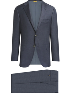 Slate Blue Glen Plaid Tasmanian Wool Fall Suit | Hickey Freeman Suit's Collection | Sam's Tailoring Fine Men Clothing