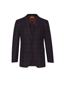 Navvy/Burgundy Plaid Mouline Twist Unlined Jacket | Hickey Freeman Jackets Collection | Sam's Tailoring Fine Men Clothing