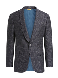 Navy and Grey Paisley Jacquard Men Dinner Jacket | Hickey Freeman Jackets Collection | Sam's Tailoring Fine Men Clothing