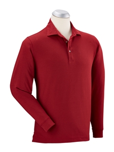 Brick Red Solid Liquid Cotton Stretch Long Sleeve Polo | Bobby Jones Polos Collection | Sam's Tailoring Fine Men Clothing